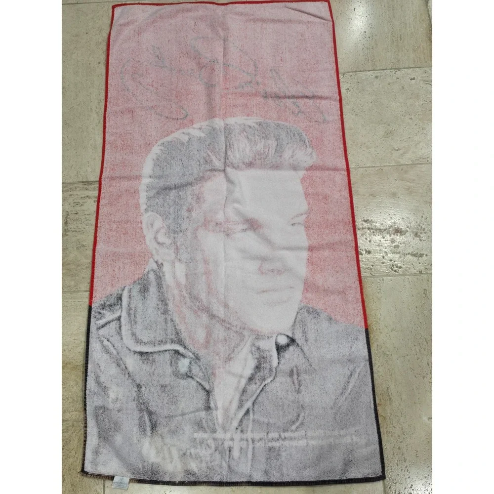 Vintage Elvis Presley Beach Towel Cotton Terry Cloth Signature 54x24 100% Cotton